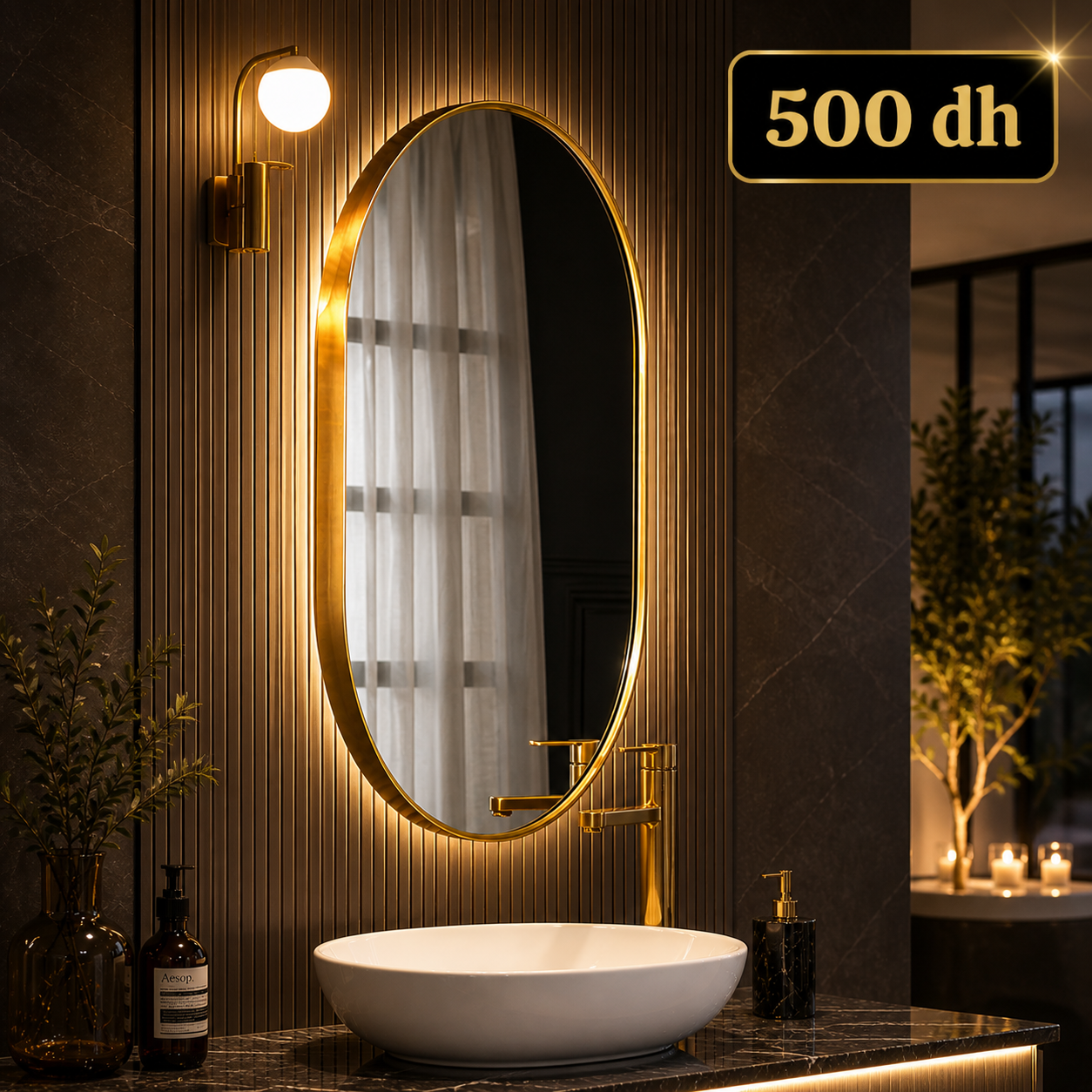 Miroir doré Aura Home Design